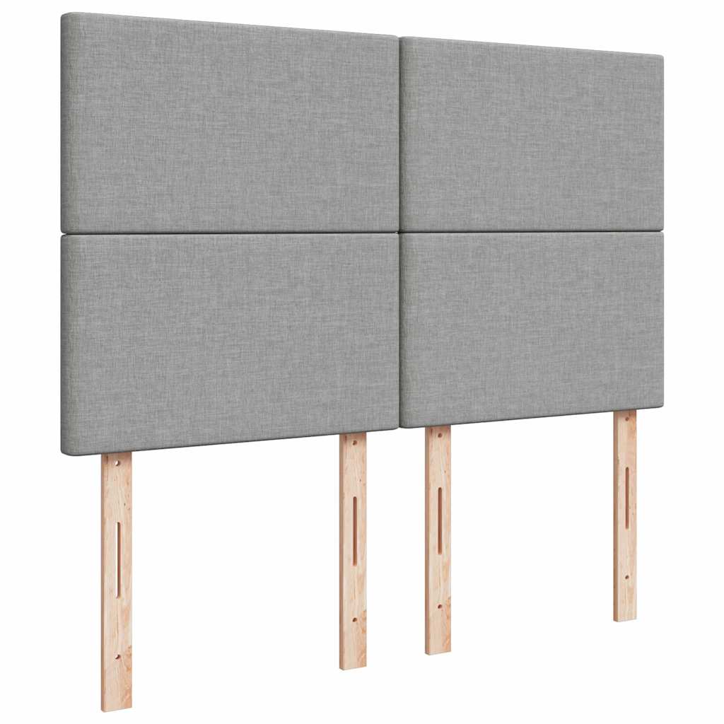 Cadre de lit ottoman et matelas gris clair 140x190 cm tissu - XIOS