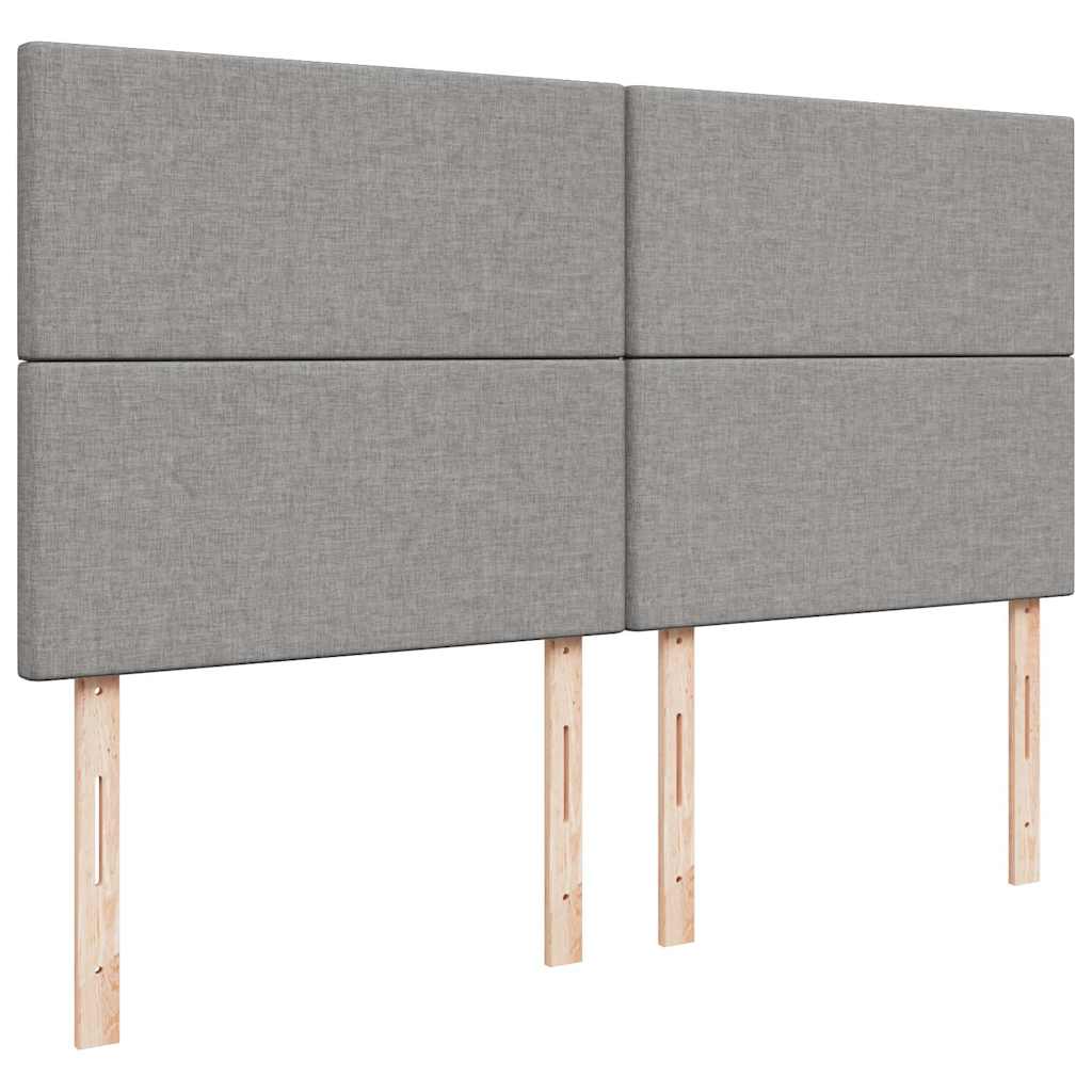 Cadre de lit ottoman et matelas gris clair 160x200cm tissu - XIOS