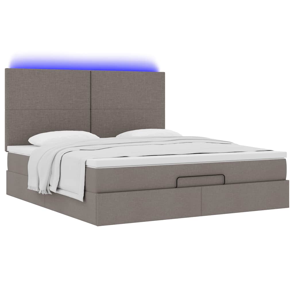 Cadre de lit ottoman avec matelas taupe 180x200 cm tissu - XIOS