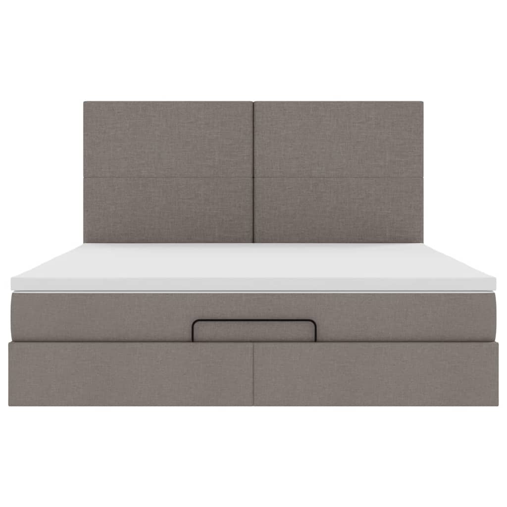Cadre de lit ottoman avec matelas taupe 180x200 cm tissu - XIOS