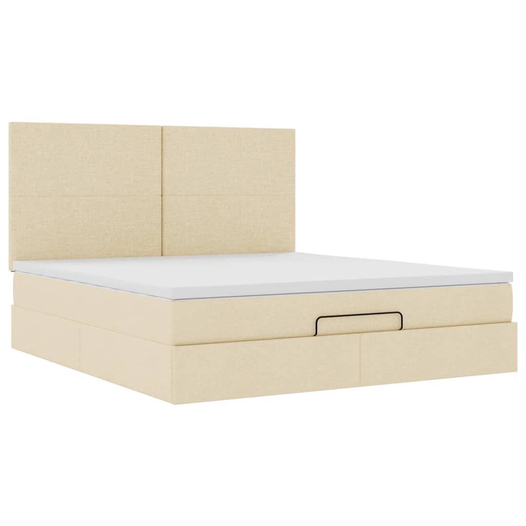 Cadre de lit ottoman avec matelas crème 180x200 cm tissu - XIOS