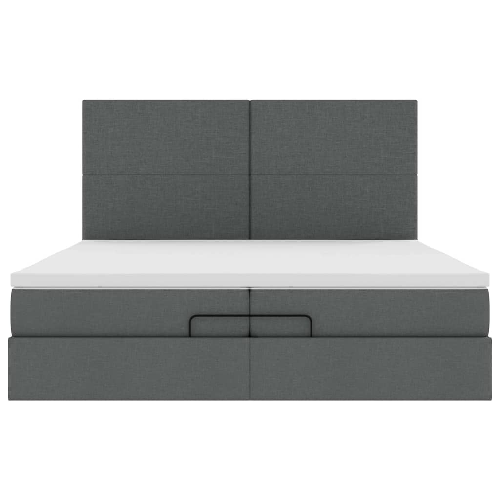 Cadre de lit ottoman avec matelas gris foncé 200x200cm tissu - XIOS
