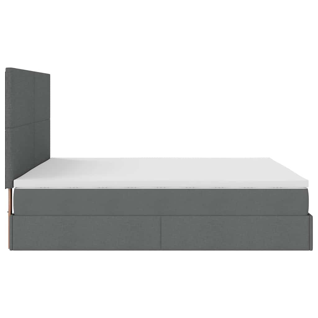 Cadre de lit ottoman avec matelas gris foncé 200x200cm tissu - XIOS