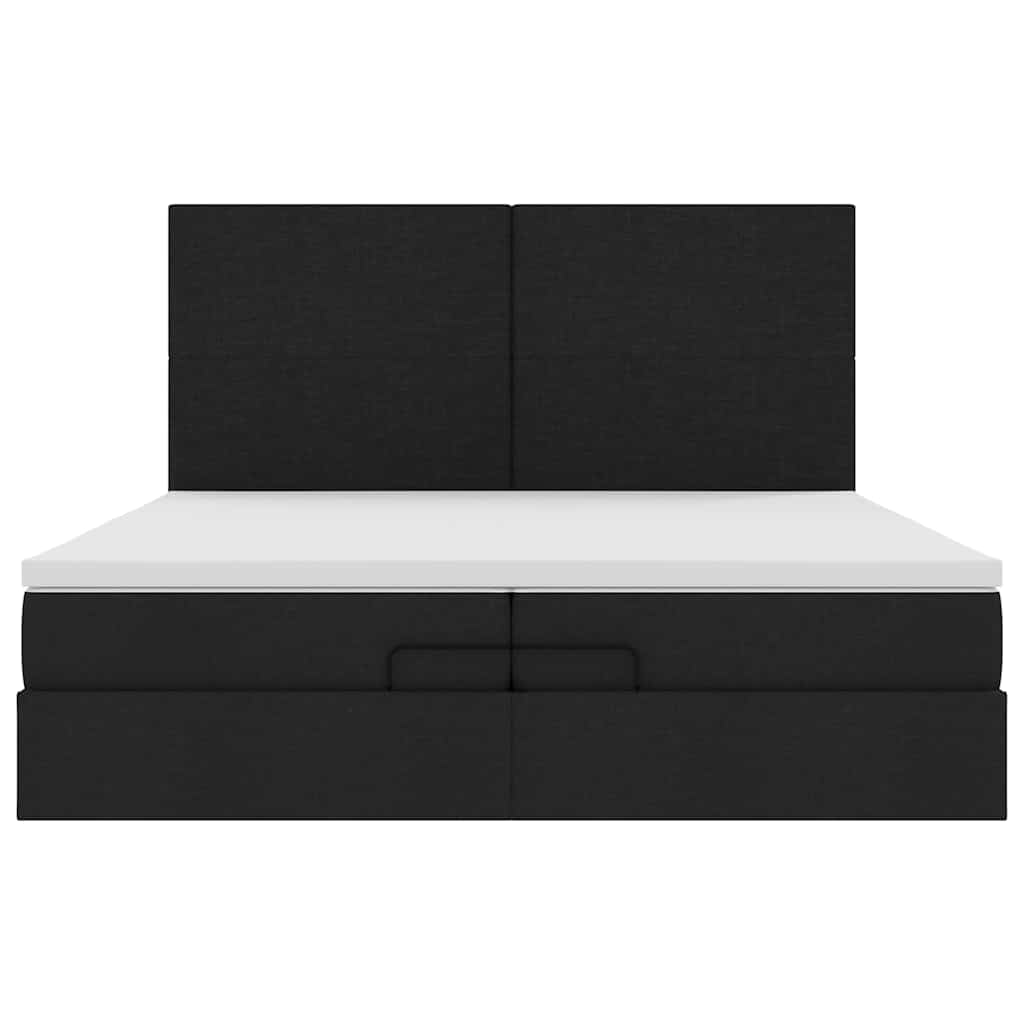 Cadre de lit ottoman avec matelas noir 200x200cm tissu - XIOS