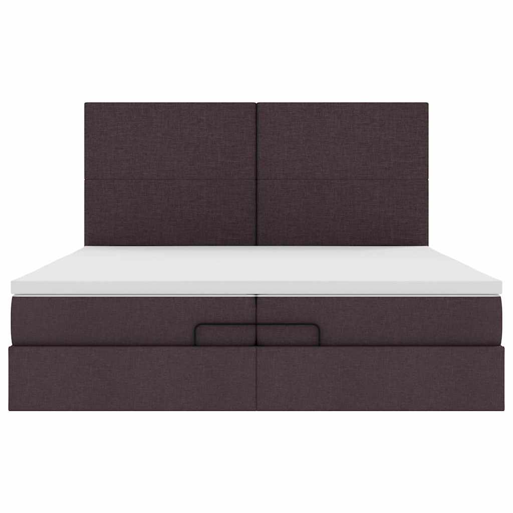 Cadre de lit ottoman avec matelas marron foncé 200x200 cm tissu - XIOS
