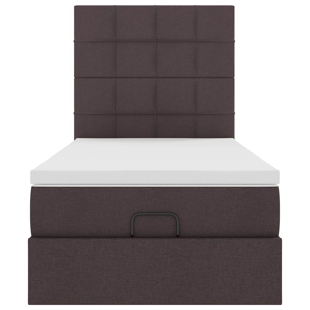 Cadre de lit ottoman avec matelas marron foncé 80x200 cm tissu - XIOS