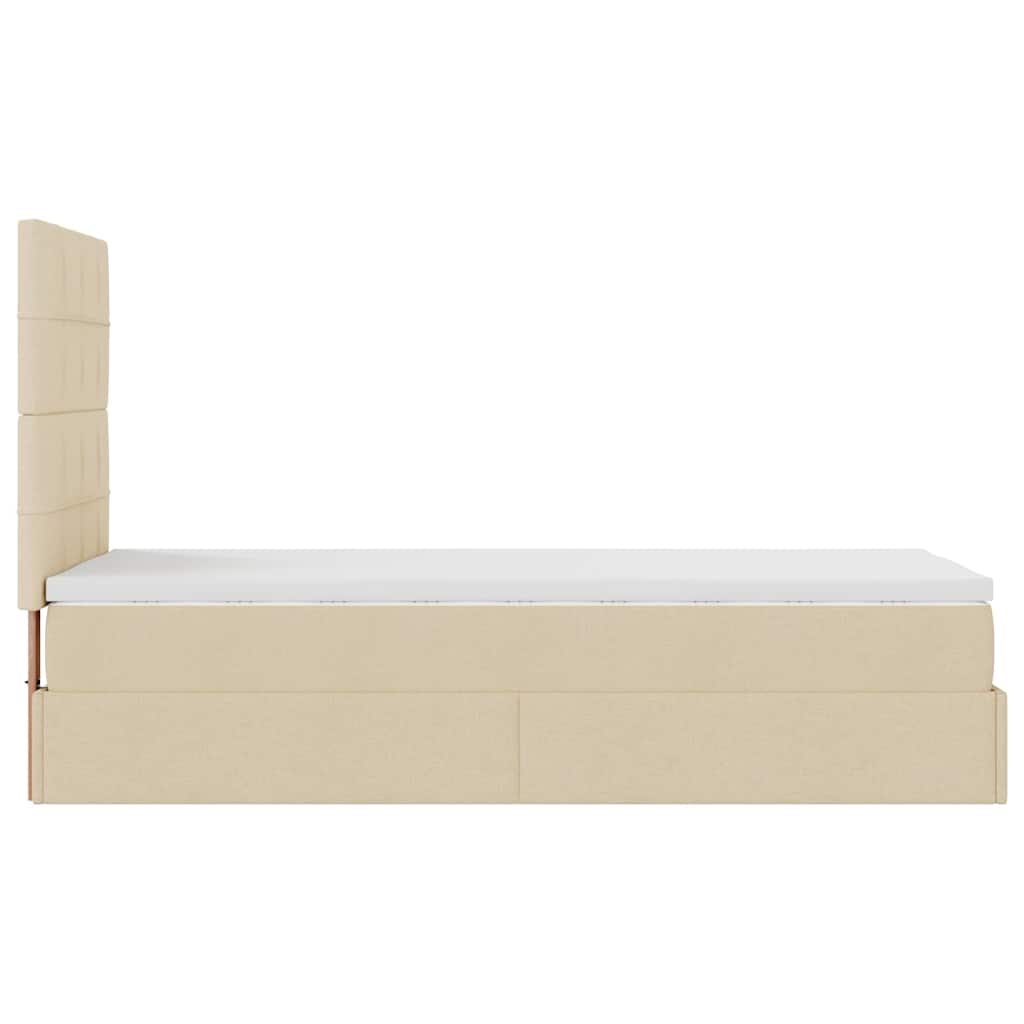 Cadre de lit ottoman avec matelas crème 80x200 cm tissu - XIOS