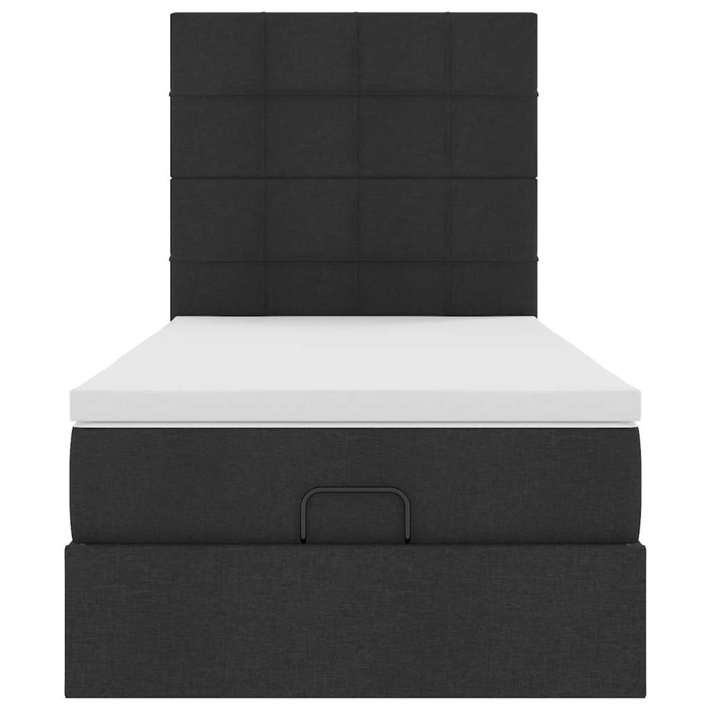 Cadre de lit ottoman avec matelas noir 100x200cm tissu - XIOS