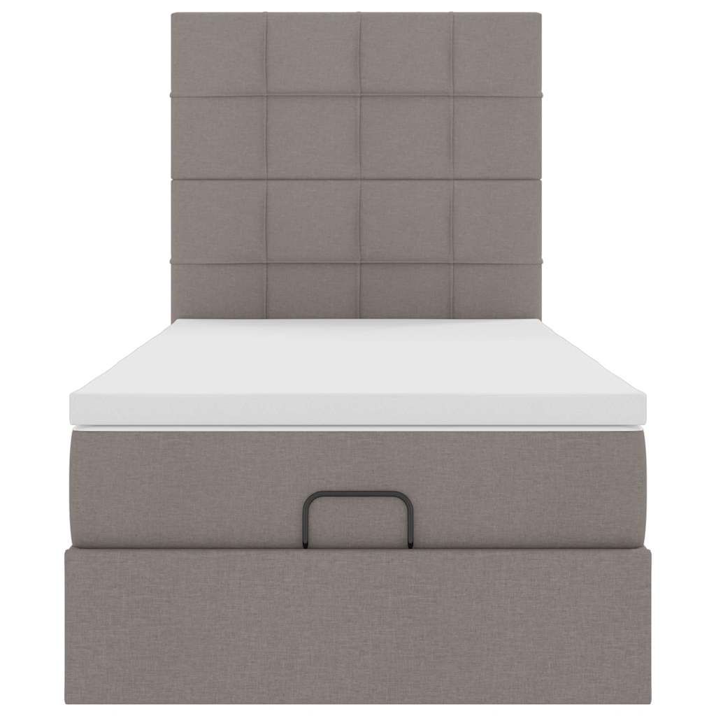 Cadre de lit ottoman avec matelas taupe 100x200 cm tissu