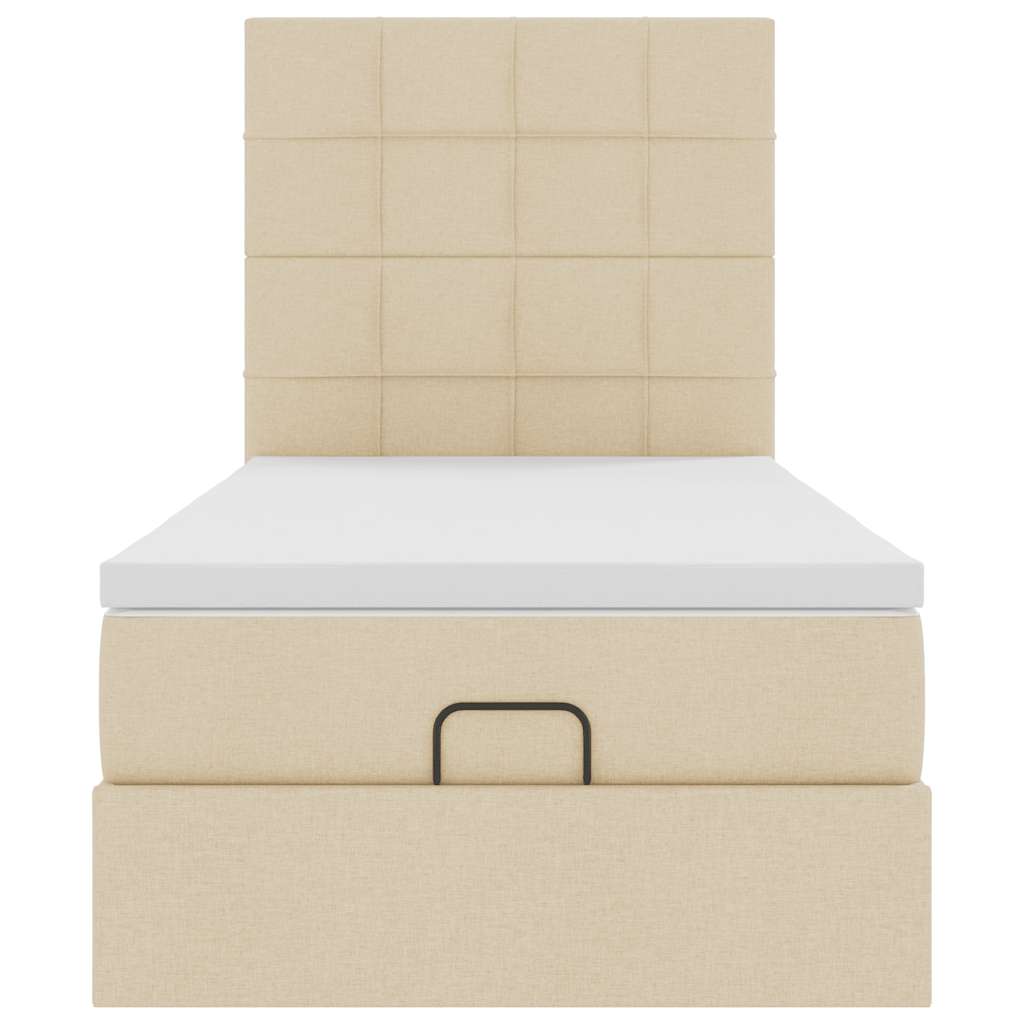 Cadre de lit ottoman avec matelas crème 100x200cm tissu - XIOS