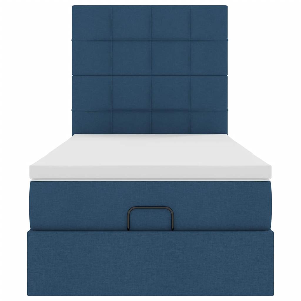 Lit ottoman avec matelas et LED Bleu 100x200 cm Tissu - XIOS