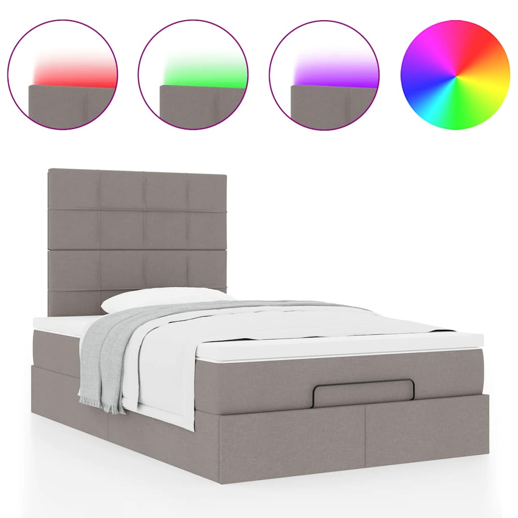 Cadre de lit ottoman avec matelas taupe 120x190 cm tissu - XIOS