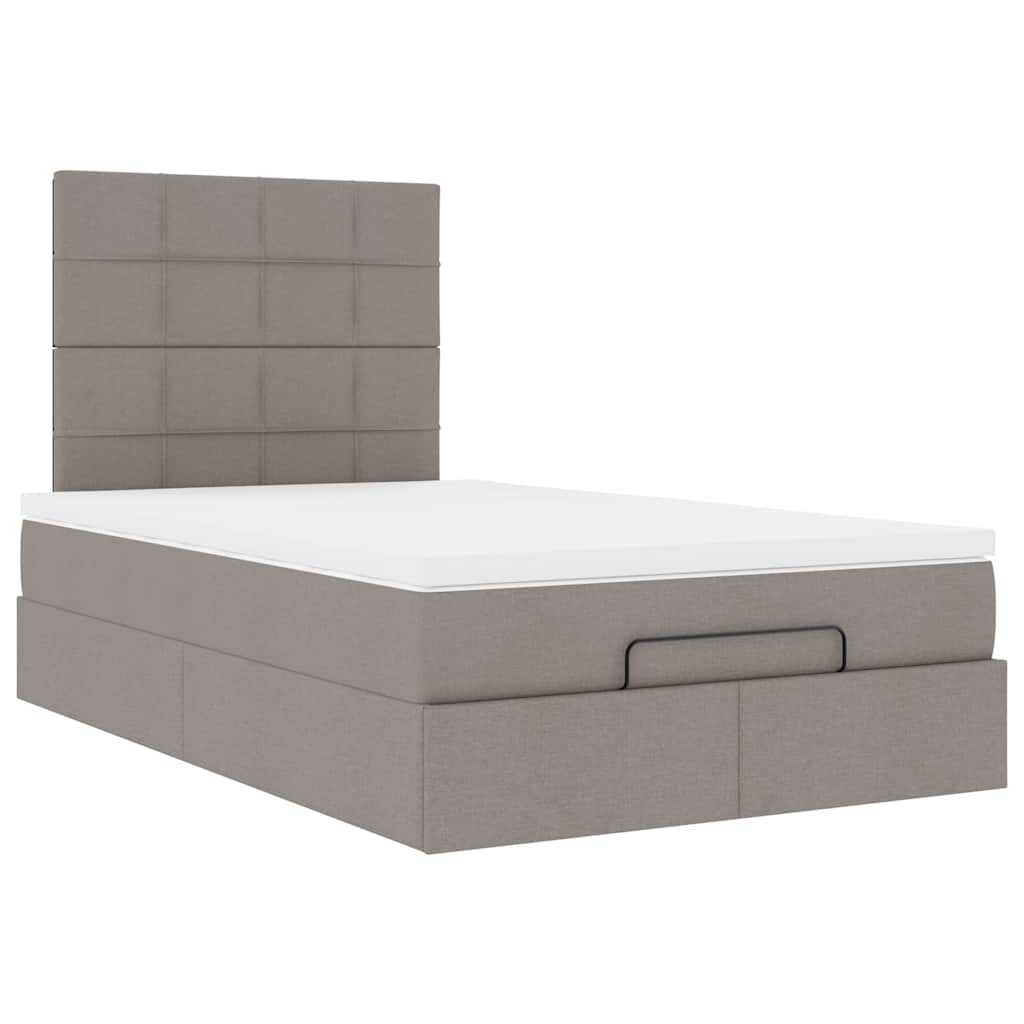 Cadre de lit ottoman avec matelas taupe 120x190 cm tissu - XIOS