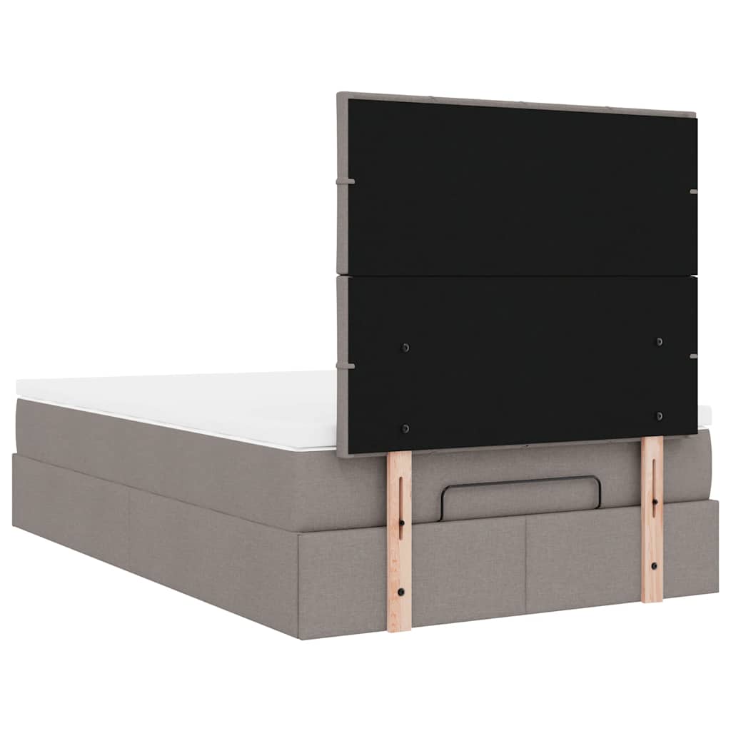 Cadre de lit ottoman avec matelas taupe 120x200 cm tissu