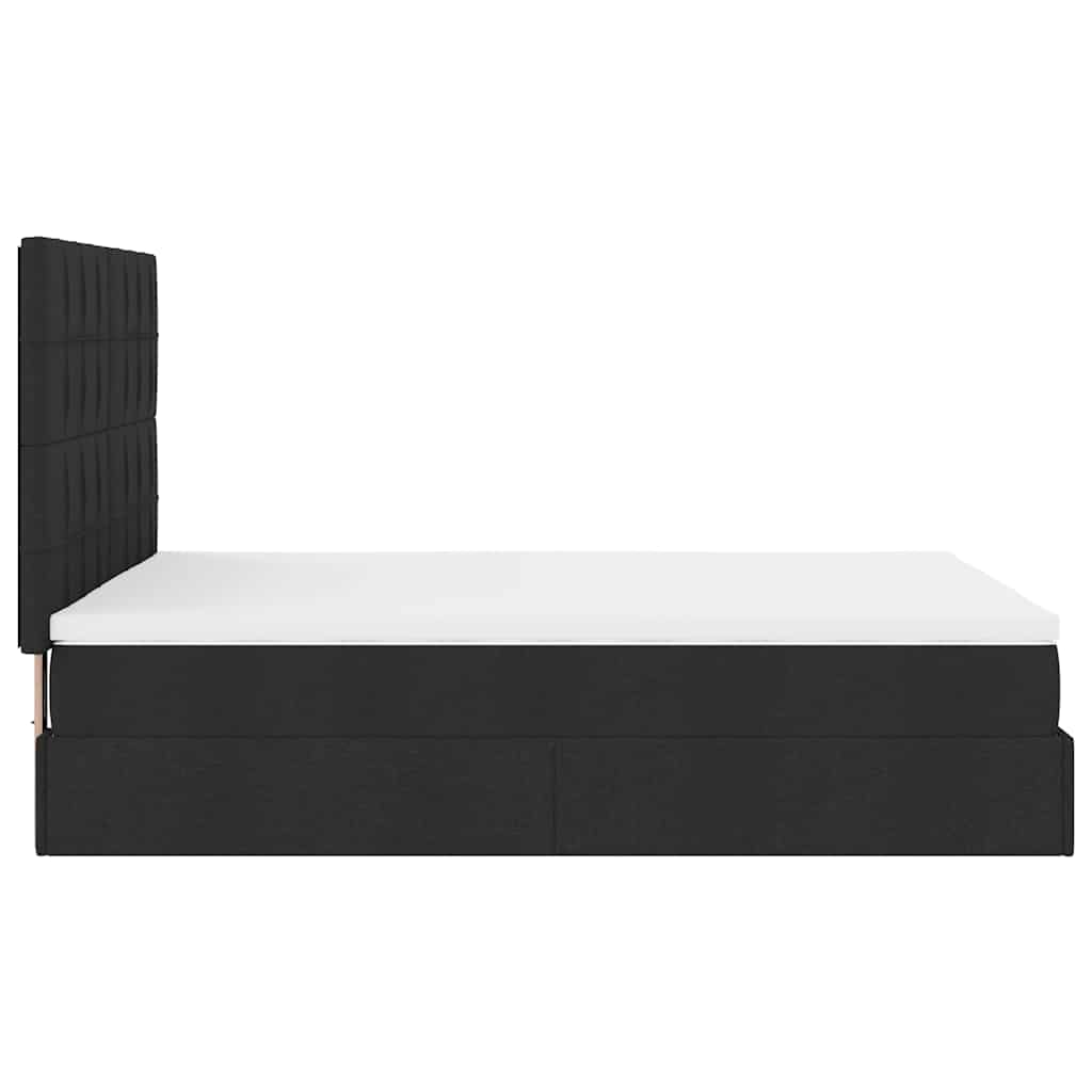 Cadre de lit ottoman avec matelas noir 140x190 cm tissu - XIOS