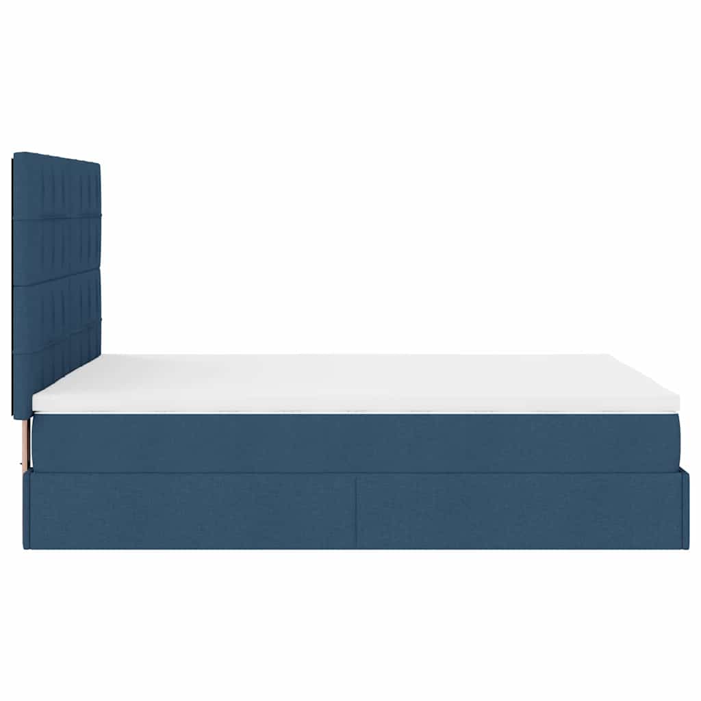 Cadre de lit ottoman avec matelas bleu 140x190 cm tissu - XIOS