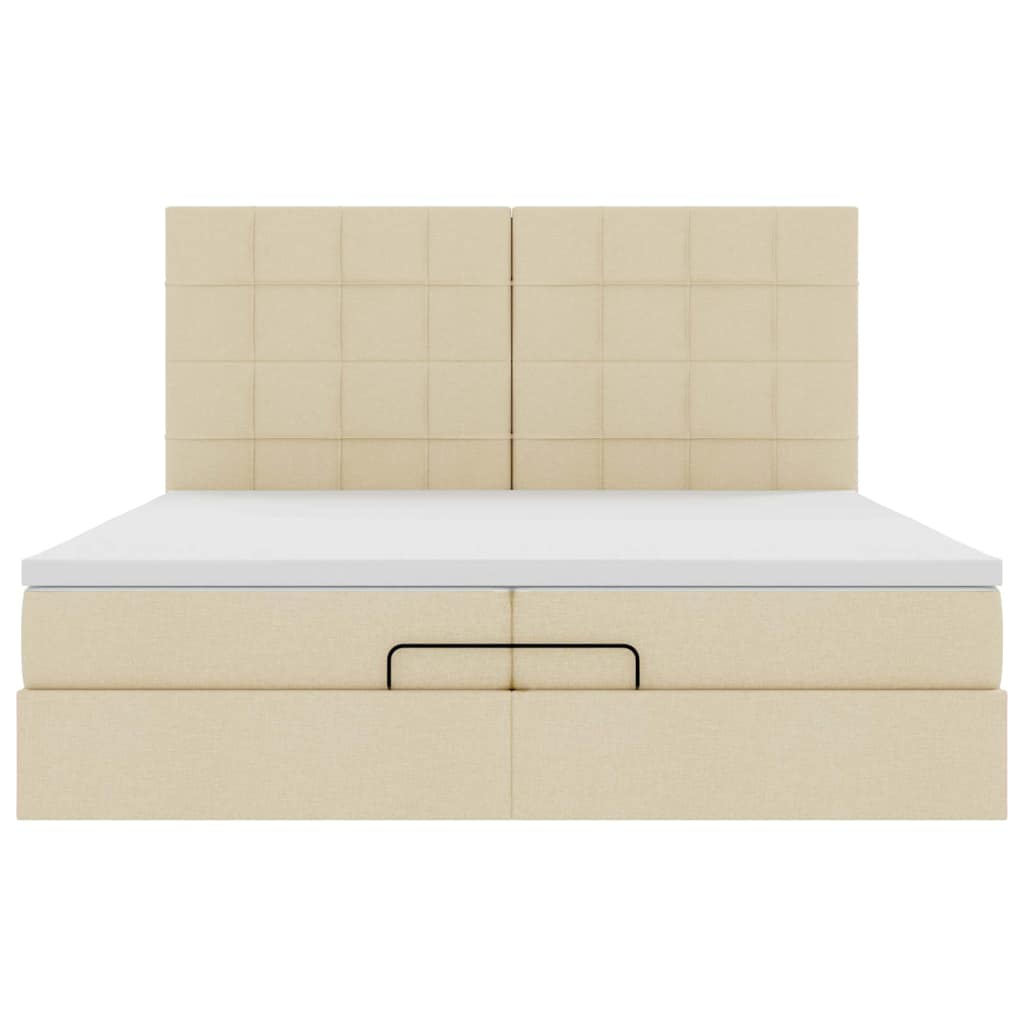 Cadre de lit ottoman avec matelas crème 200x200cm tissu - XIOS