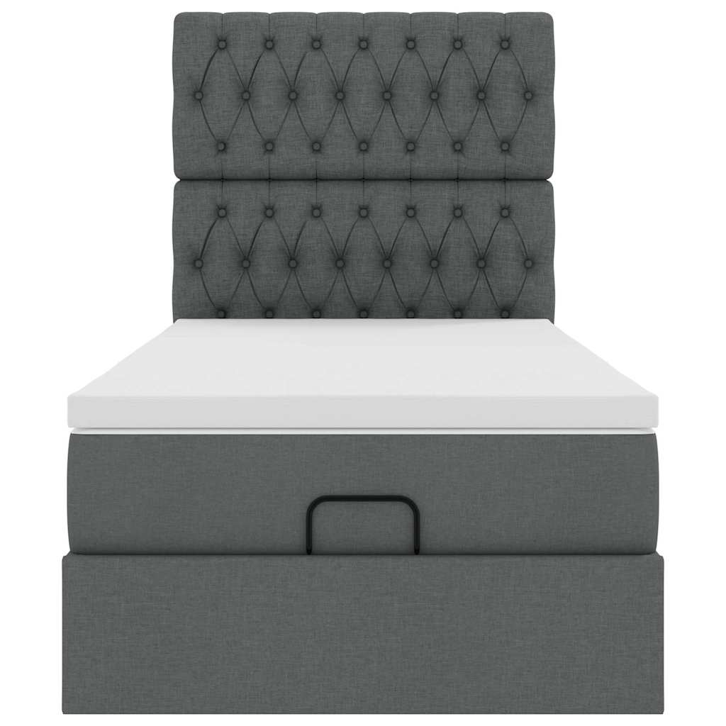 Cadre de lit ottoman avec matelas gris foncé 90x190 cm tissu - XIOS