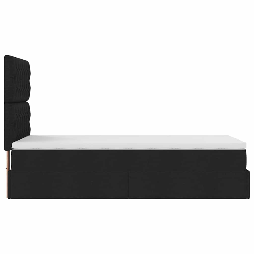 Cadre de lit ottoman avec matelas noir 90x200 cm tissu - XIOS
