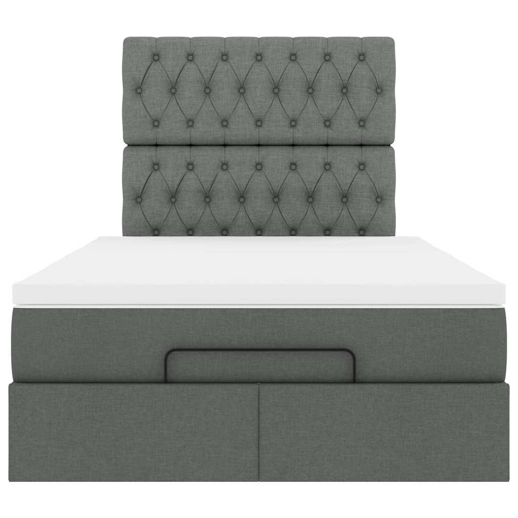 Cadre de lit ottoman avec matelas gris foncé 120x190 cm tissu - XIOS