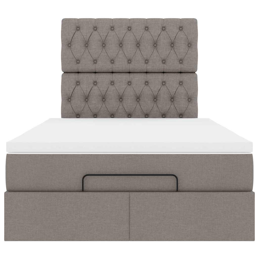 Cadre de lit ottoman avec matelas taupe 120x190 cm tissu