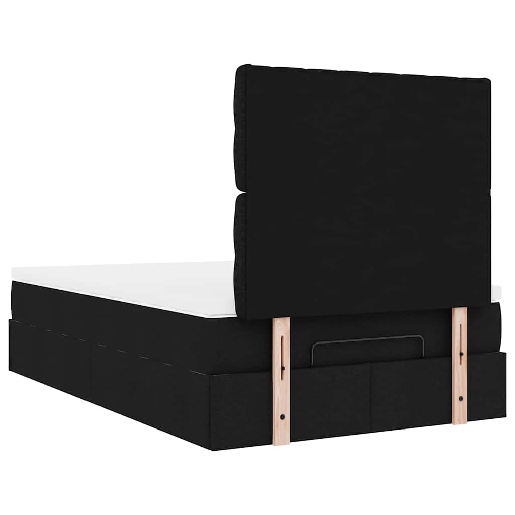 Cadre de lit ottoman avec matelas noir 120x200cm tissu