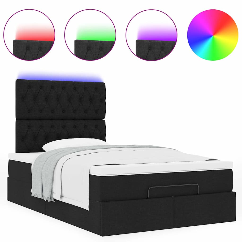 Cadre de lit ottoman avec matelas noir 120x200cm tissu - XIOS