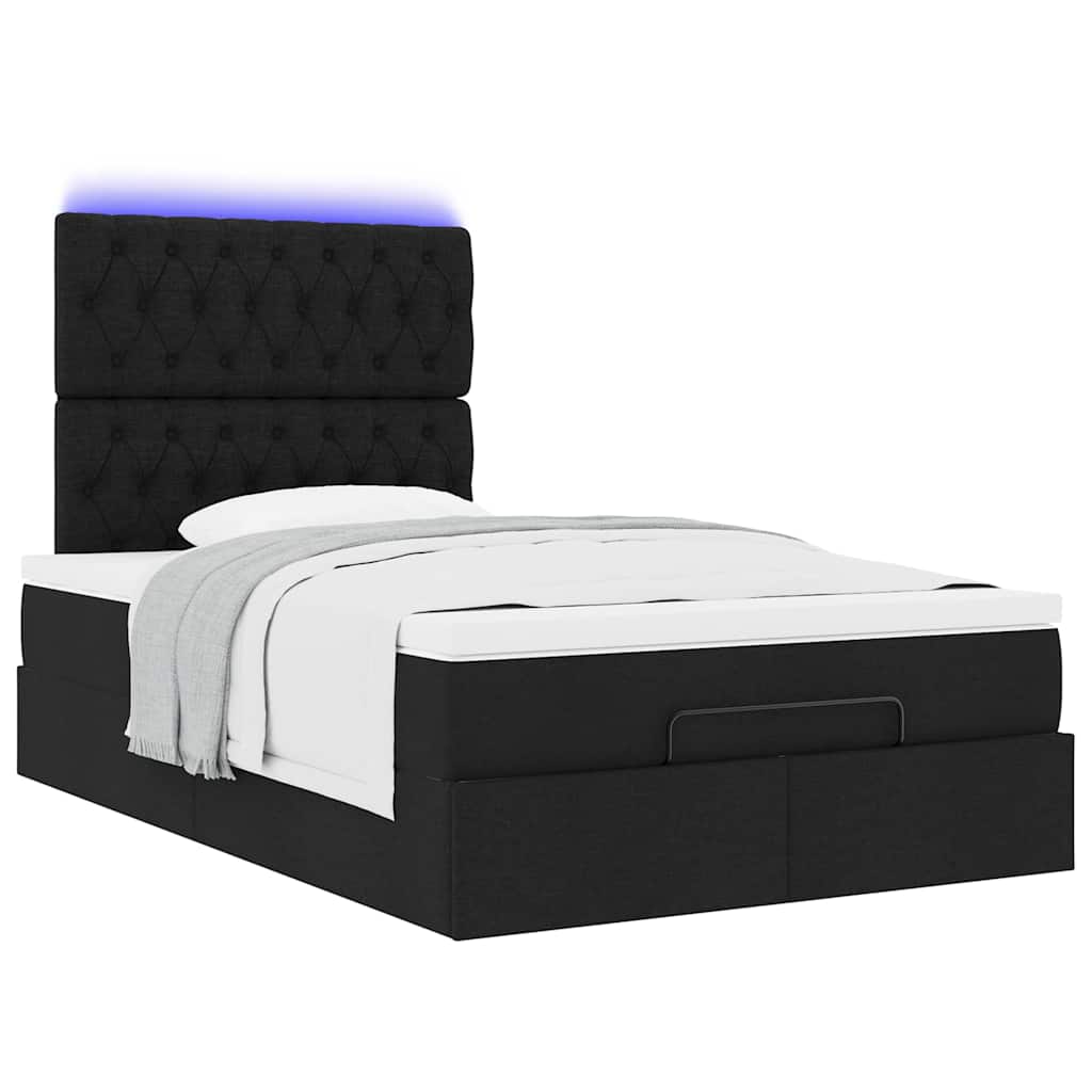 Cadre de lit ottoman avec matelas noir 120x200cm tissu - XIOS