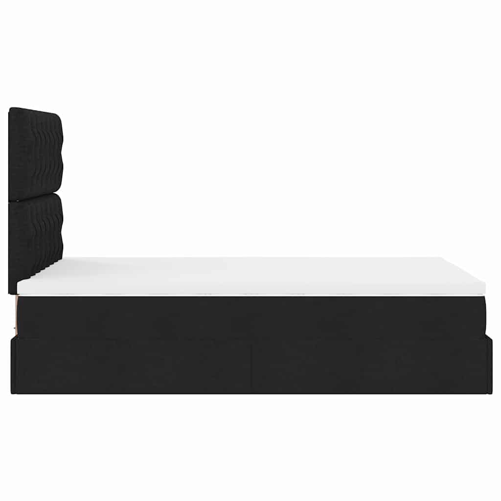 Cadre de lit ottoman avec matelas noir 120x200cm tissu - XIOS