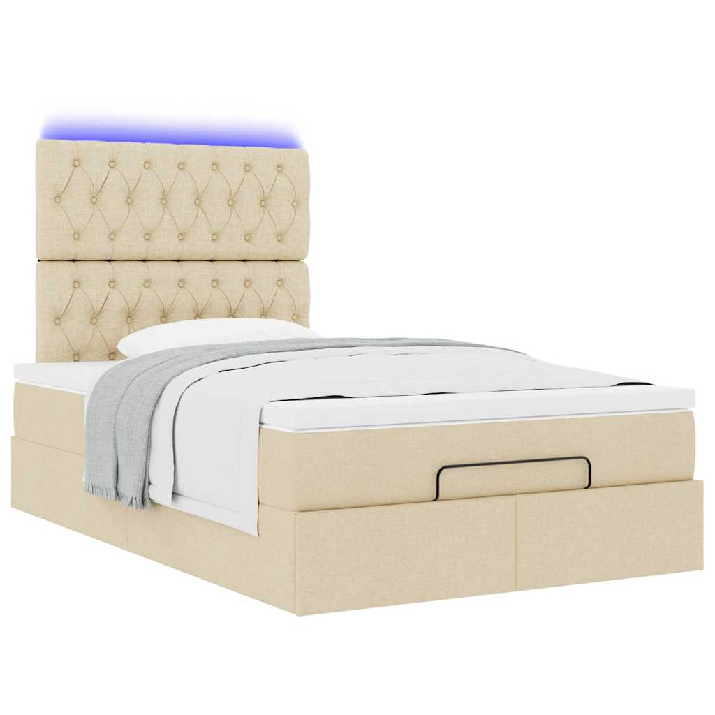 Cadre de lit ottoman avec matelas crème 120x200cm tissu - XIOS