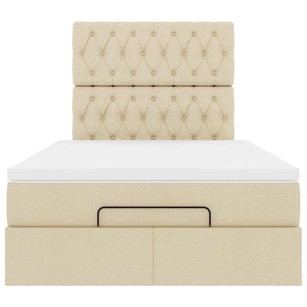 Cadre de lit ottoman avec matelas crème 120x200cm tissu - XIOS