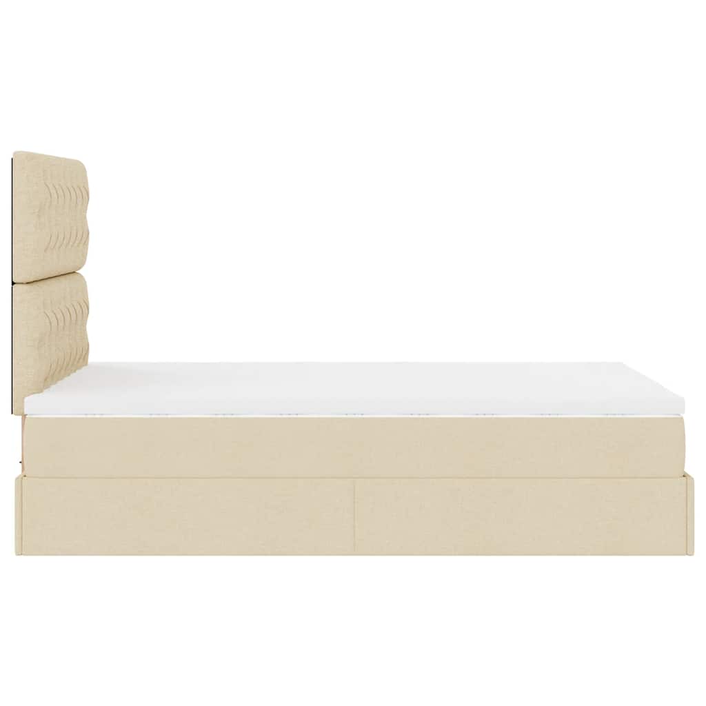 Cadre de lit ottoman avec matelas crème 120x200cm tissu - XIOS