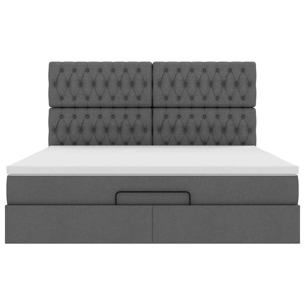 Cadre de lit ottoman avec matelas gris foncé 160x200cm tissu - XIOS