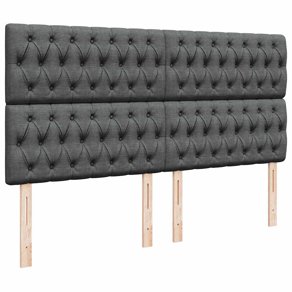 Cadre de lit ottoman avec matelas gris foncé 160x200cm tissu - XIOS