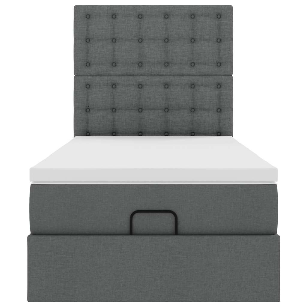 Cadre de lit ottoman avec matelas gris foncé 90x190 cm tissu - XIOS