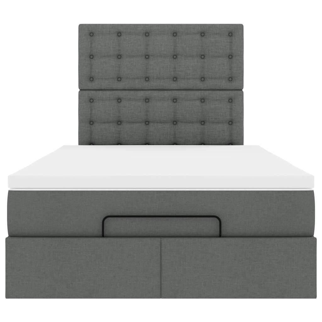 Cadre de lit ottoman avec matelas gris foncé 120x190 cm tissu