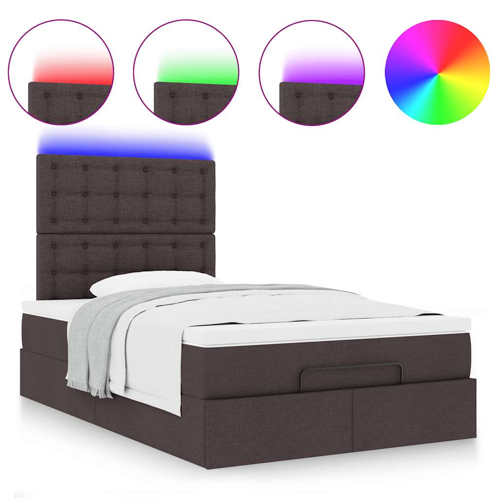 Cadre de lit ottoman avec matelas marron foncé 120x190 cm tissu - XIOS
