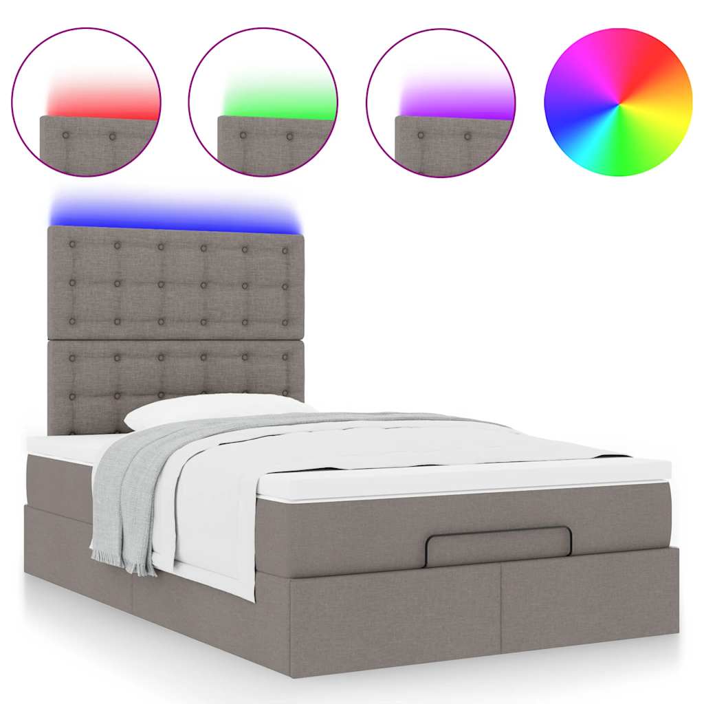 Cadre de lit ottoman avec matelas taupe 120x190 cm tissu - XIOS