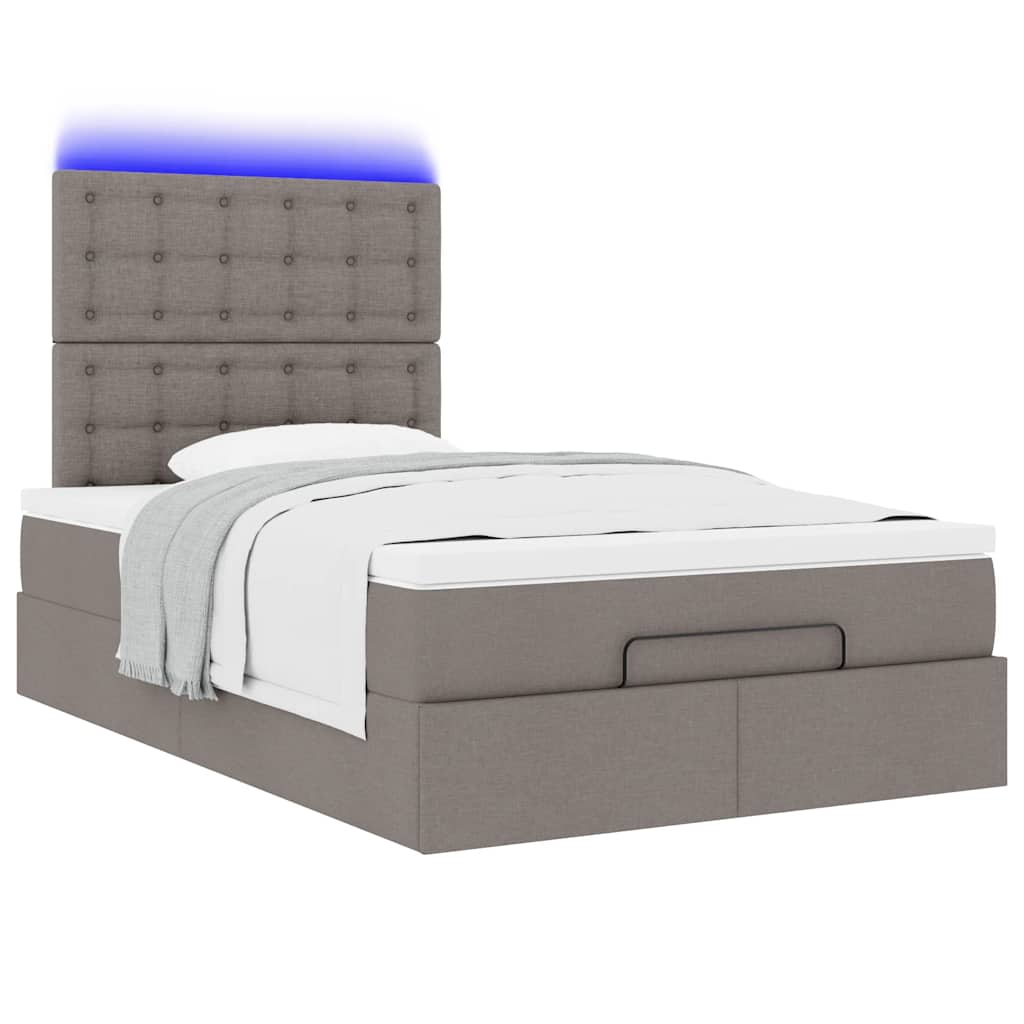 Cadre de lit ottoman avec matelas taupe 120x190 cm tissu - XIOS