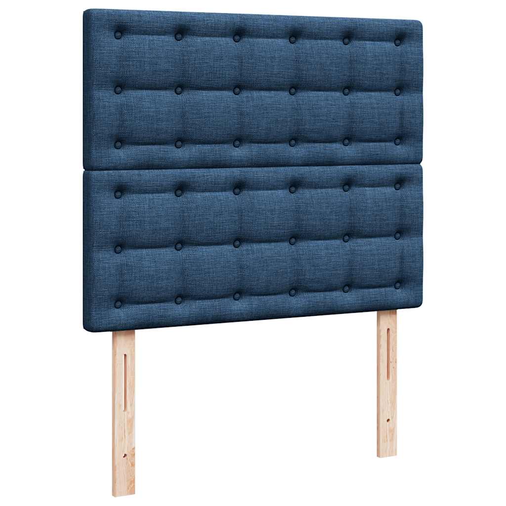 Cadre de lit ottoman avec matelas bleu 120x190 cm tissu