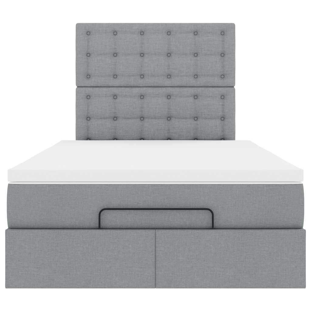 Cadre de lit ottoman et matelas gris clair 120x200 cm tissu - XIOS