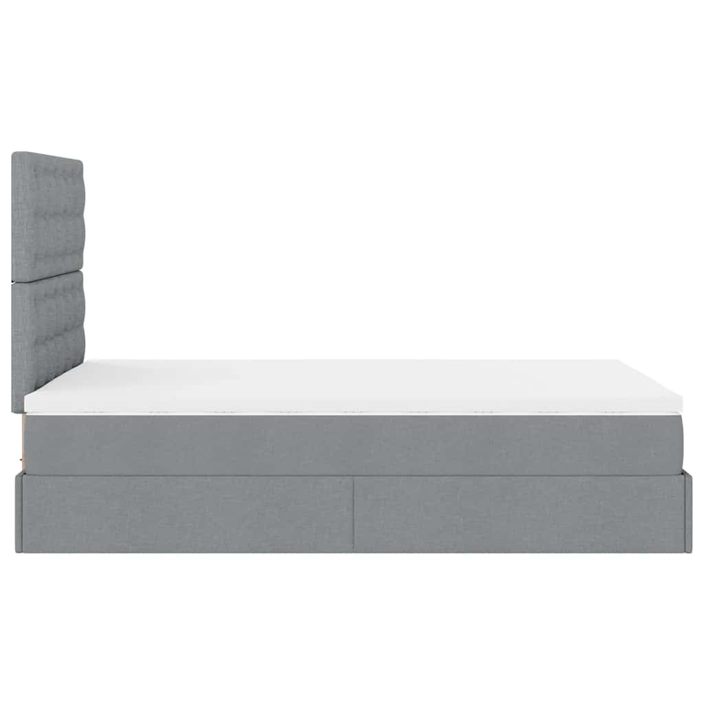 Cadre de lit ottoman et matelas gris clair 120x200 cm tissu - XIOS