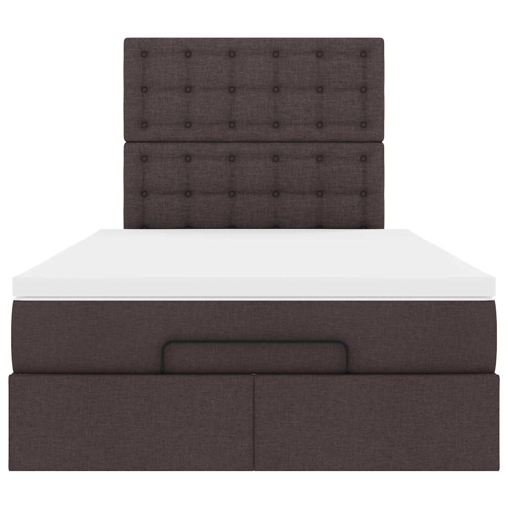 Cadre de lit ottoman avec matelas marron foncé 120x200 cm tissu