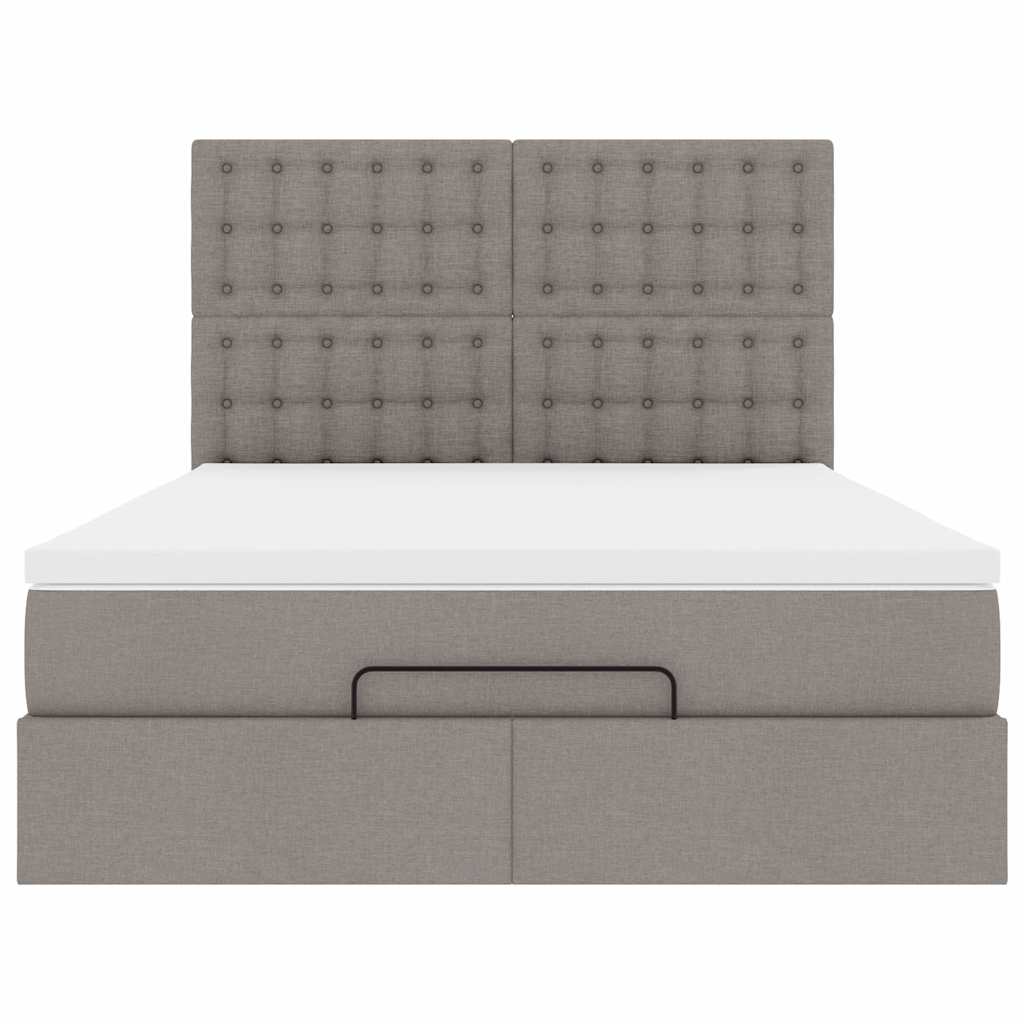 Cadre de lit ottoman avec matelas taupe 140x190 cm tissu - XIOS