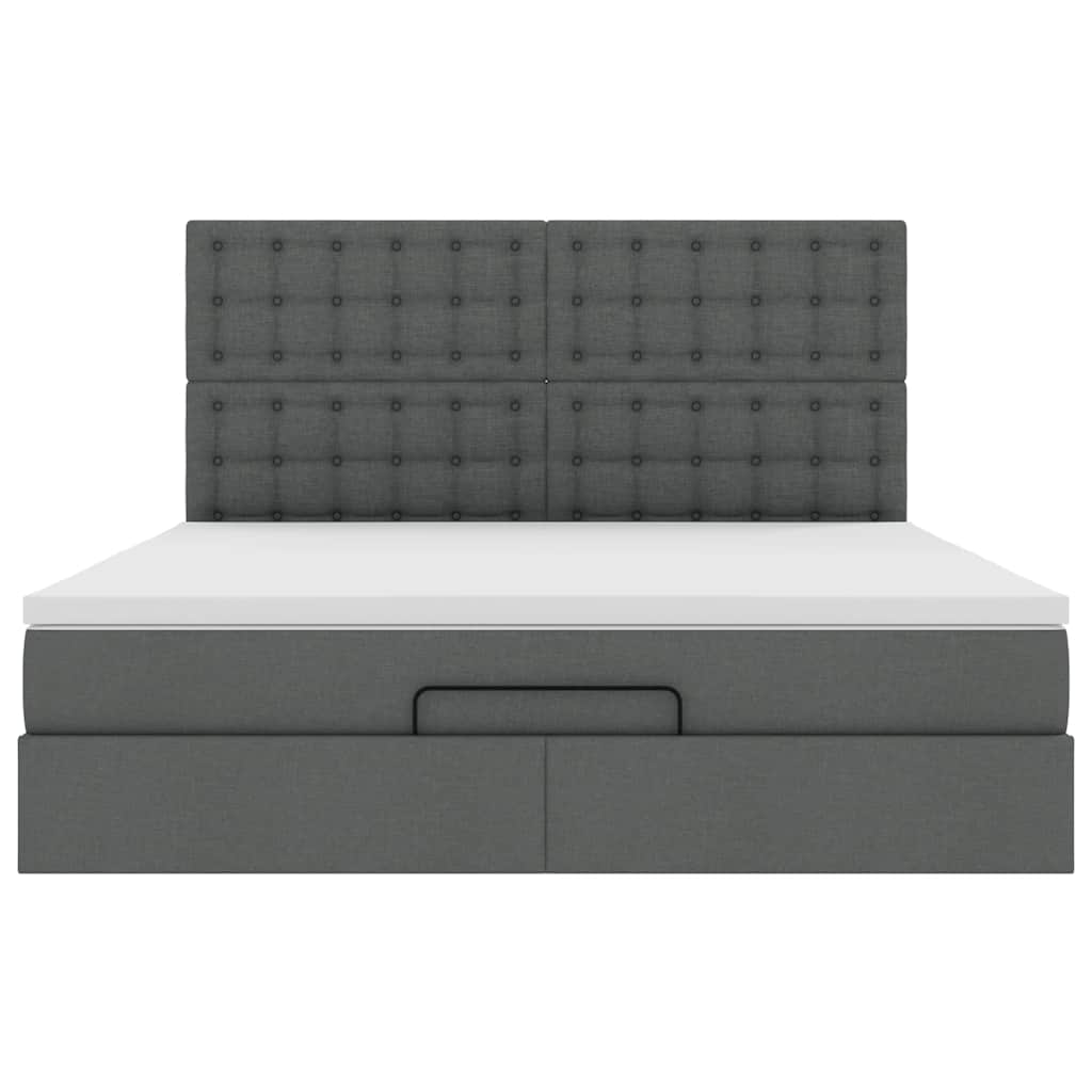 Cadre de lit ottoman avec matelas gris foncé 160x200cm tissu