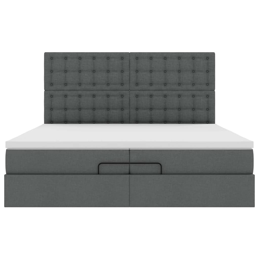 Cadre de lit ottoman avec matelas gris foncé 200x200cm tissu - XIOS
