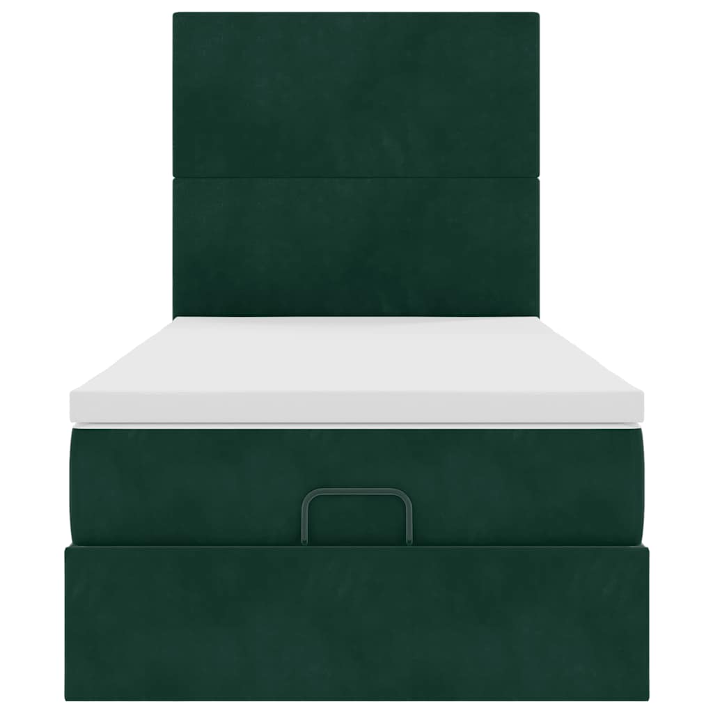 Cadre de lit ottoman avec matelas vert foncé 80x200 cm velours - XIOS