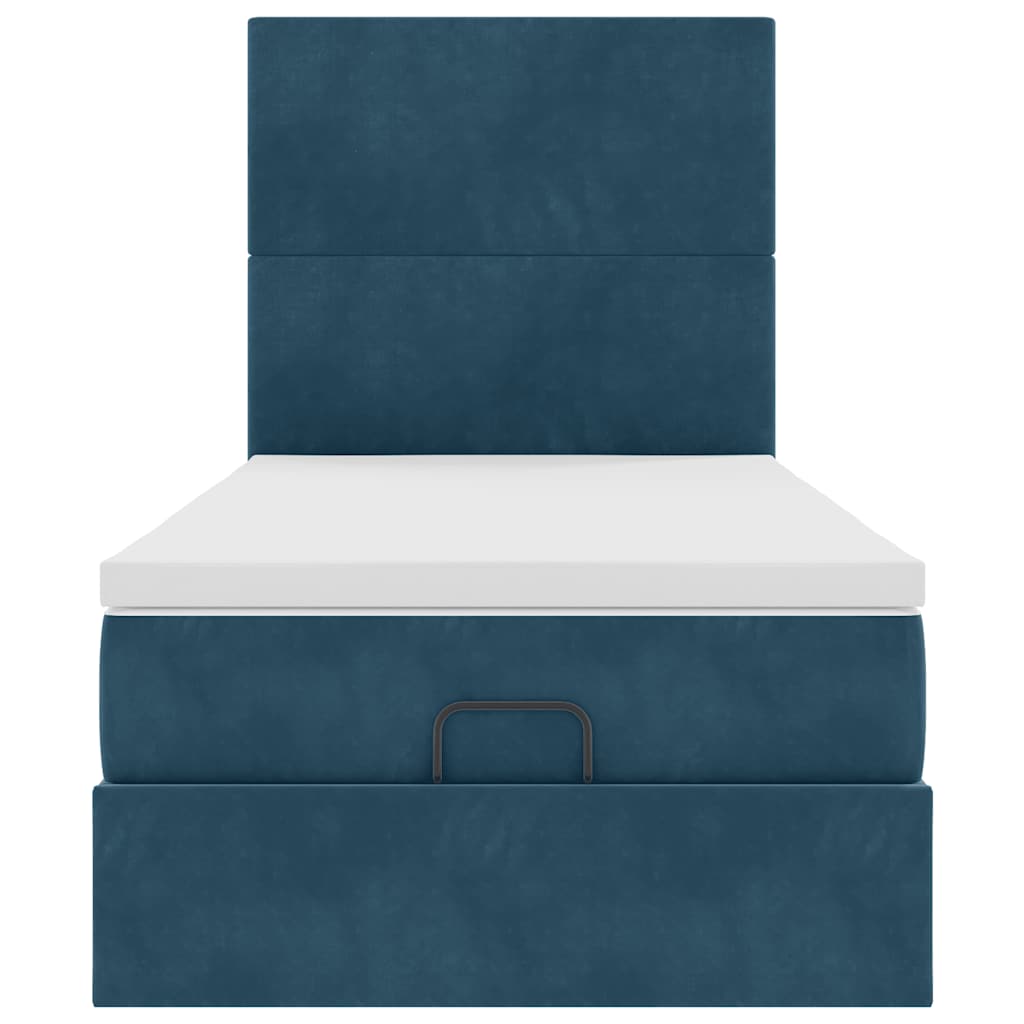 Cadre de lit ottoman avec matelas bleu foncé 80x200 cm velours - XIOS
