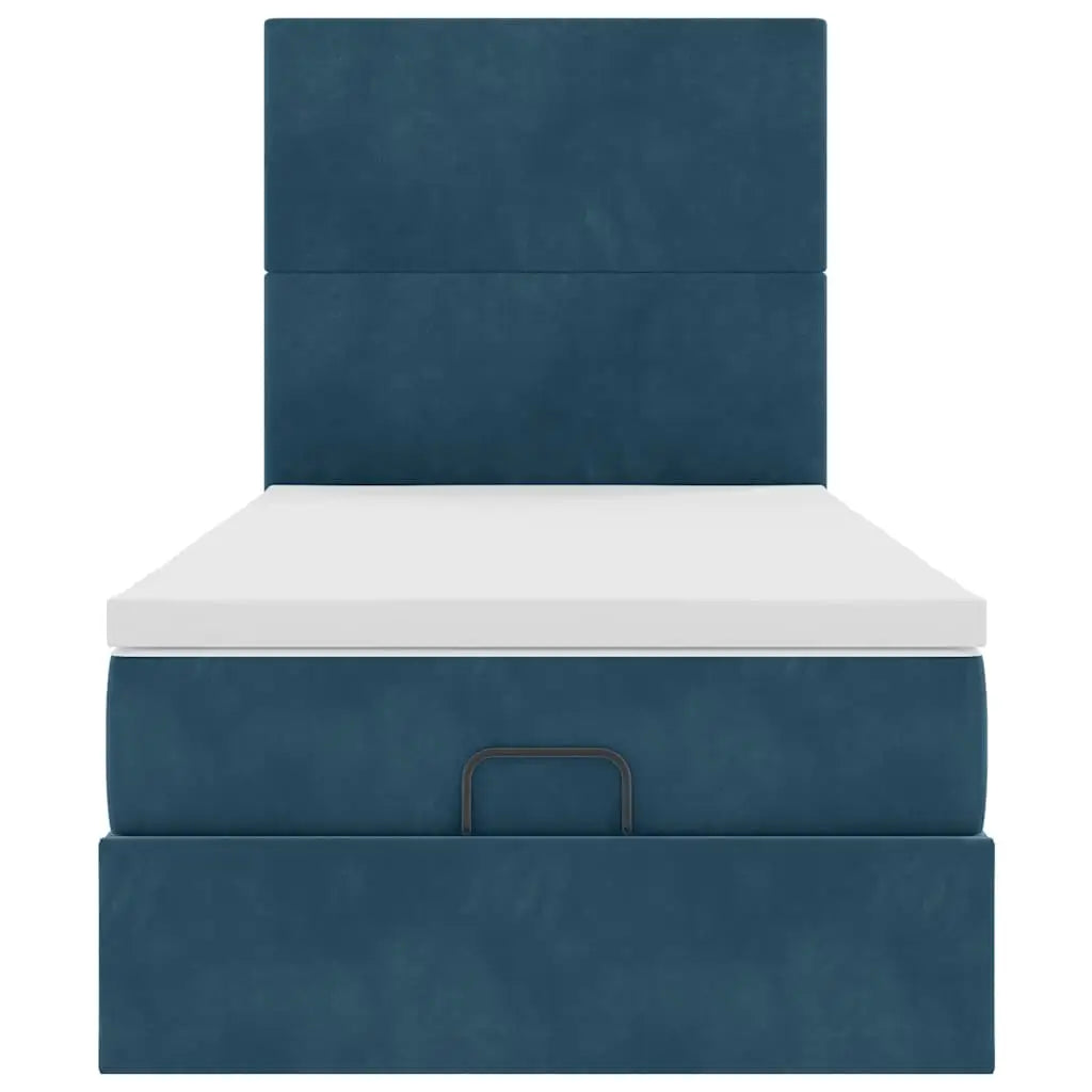 Cadre de lit ottoman avec matelas bleu foncé 80x200 cm velours - XIOS