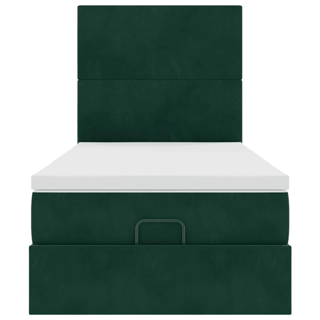 Cadre de lit ottoman avec matelas vert foncé 90x200 cm velours - XIOS